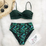 Green Print Bikini Set
