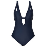 Dark Blue Cross Solid Swimsuit